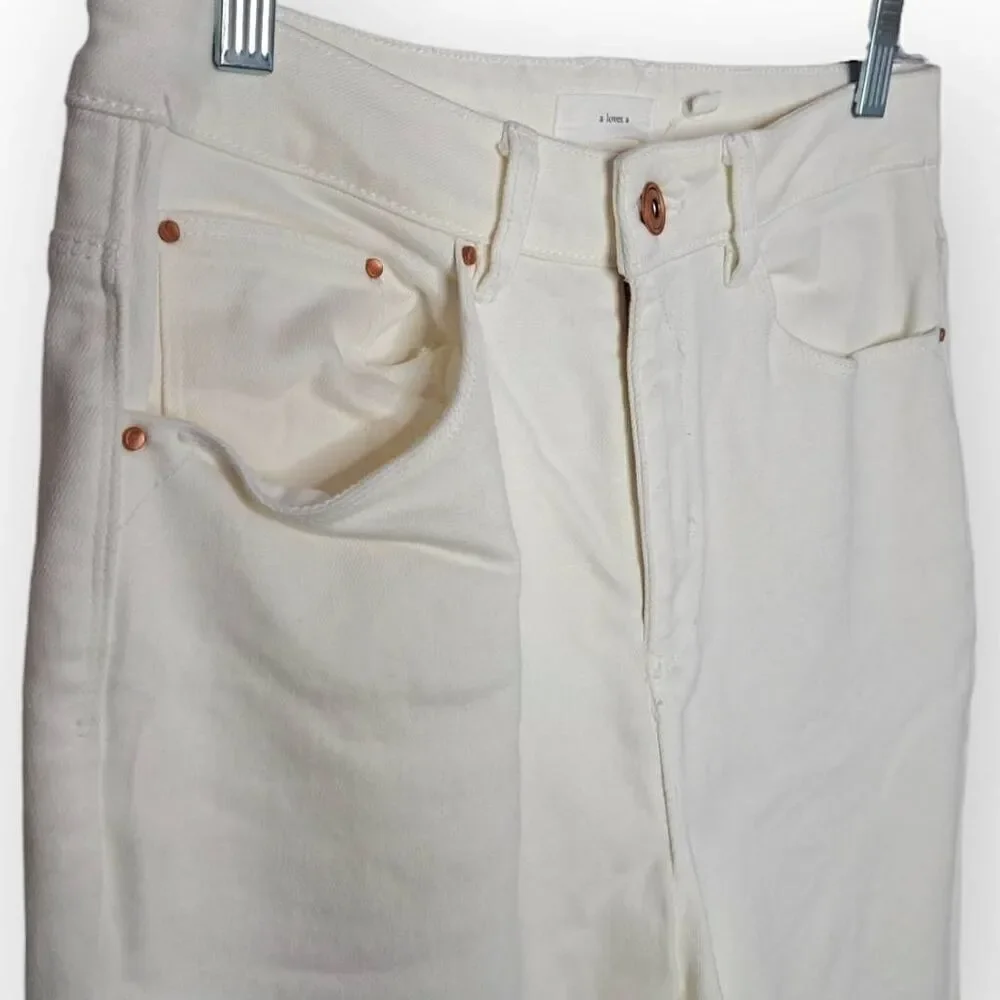 A Loves A Women's High Waist Straight Leg Cropped Jeans in White size 29